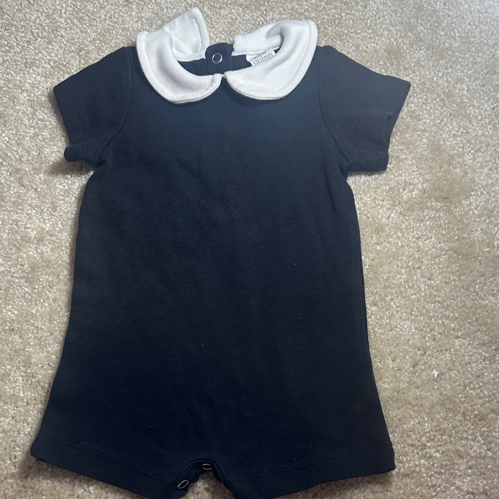 Kate Quinn Black Romper with White Collar